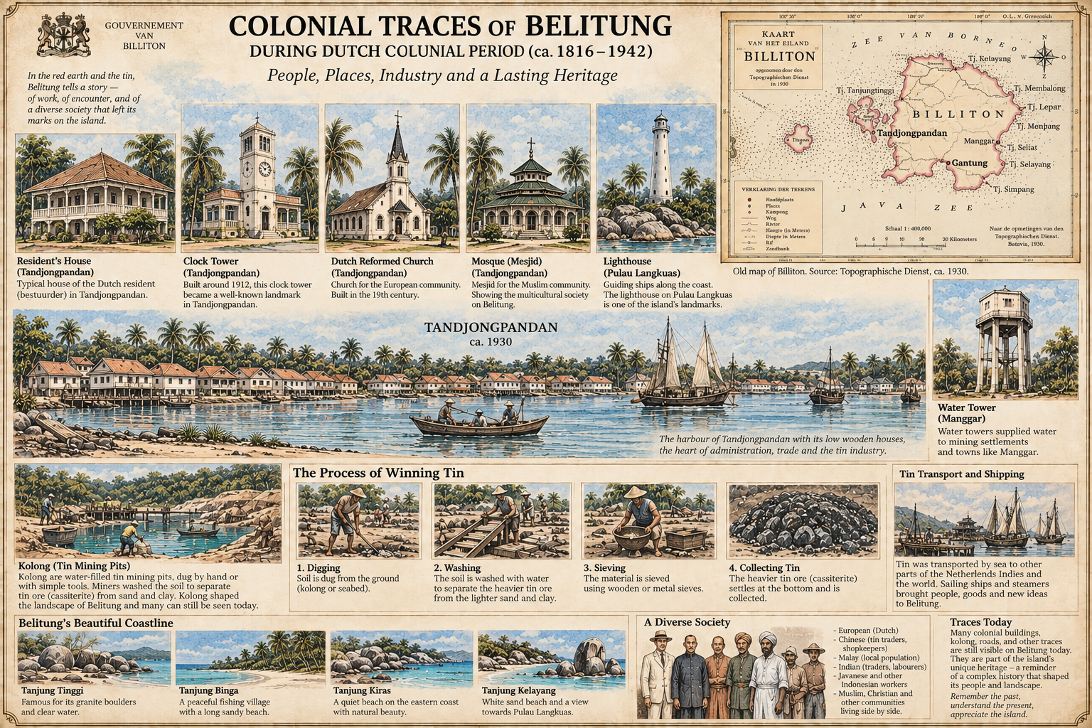 Colonial Traces of Belitung – illustrated heritage overview